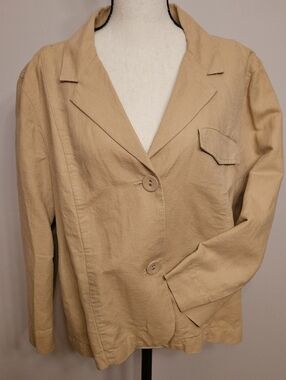 ​Gap Vintage Y2K Linen Blend Blazer Jacket Tan Plus Size 20